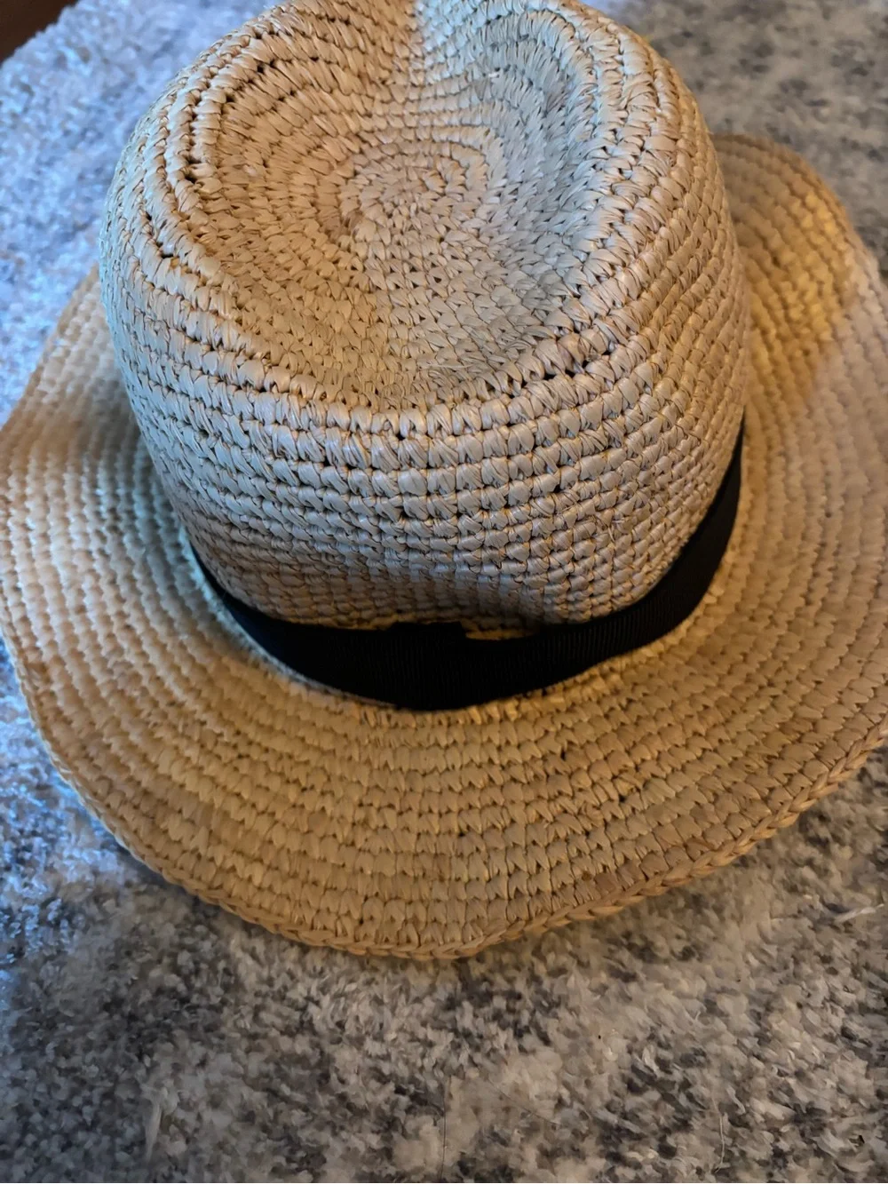 J crew Natural Straw Beach Hat with Black Band